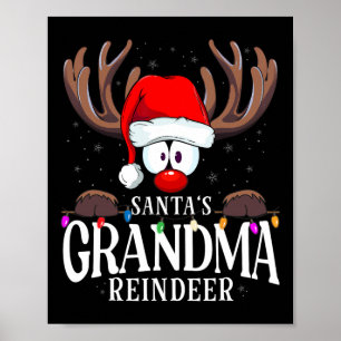 Christmas Santa's Grandma Reindeer Matching X-mas Poster