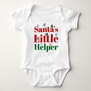 Christmas Santas Helper red and green typography Baby Bodysuit
