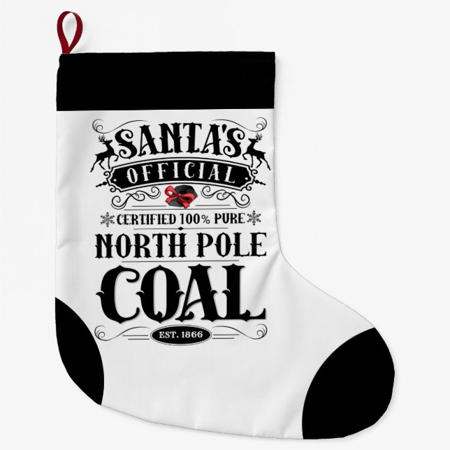 Christmas - Santa's Lump of Coal  Large Christmas Stocking (Front)