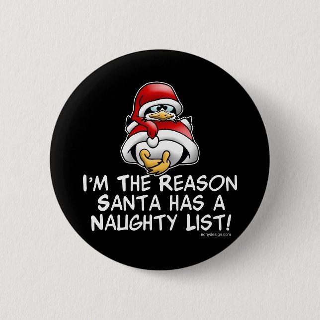Christmas Santa's Naughty List 6 Cm Round Badge (Front)