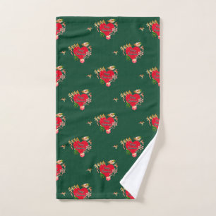 Christmas Santa's Reindeer Green Hand Towel