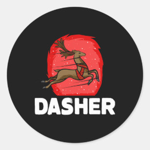 Christmas Santa's Reindeer Lazy Costume Dasher Classic Round Sticker