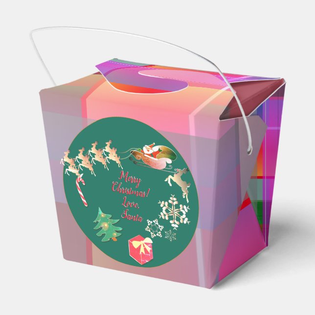 Christmas Santa's Reindeer Plaid Favour Box (Back Side)