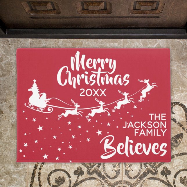 Christmas Santa's sleigh reindeers holiday Doormat (Creator Uploaded)