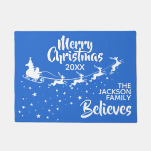 Christmas Santa's sleigh reindeers holiday Doormat