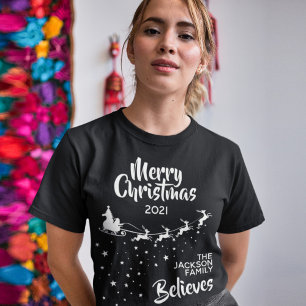 Christmas Santa's sleigh reindeers holiday family T-Shirt