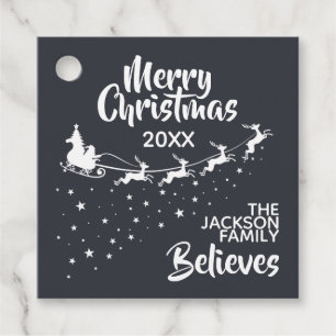 Christmas Santa's sleigh reindeers holiday Favour Tags
