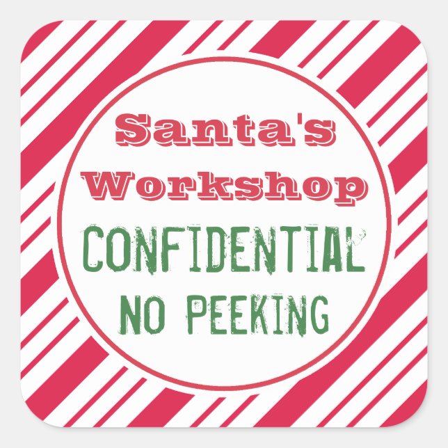 Christmas Santa's Workshop Gift Tags Stickers (Front)