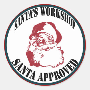Christmas Santa's Workshop Santa Approved Classic Round Sticker