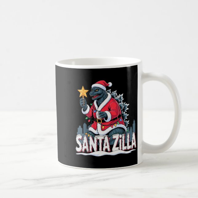 Christmas Santazilla Japanese Monster Dinosaur Boy Coffee Mug (Right)