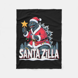 Christmas Santazilla Japanese Monster Dinosaur Boy Fleece Blanket