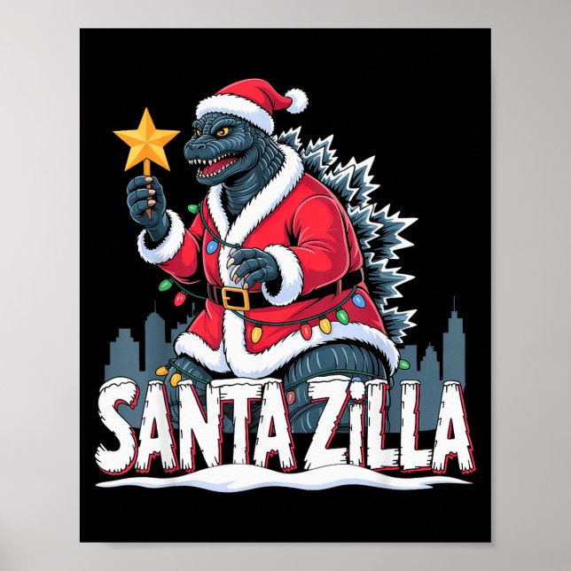 Christmas Santazilla Japanese Monster Dinosaur Boy Poster (Front)