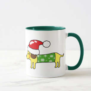 Christmas sausage dog mug