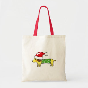 Christmas sausage dog tote bag