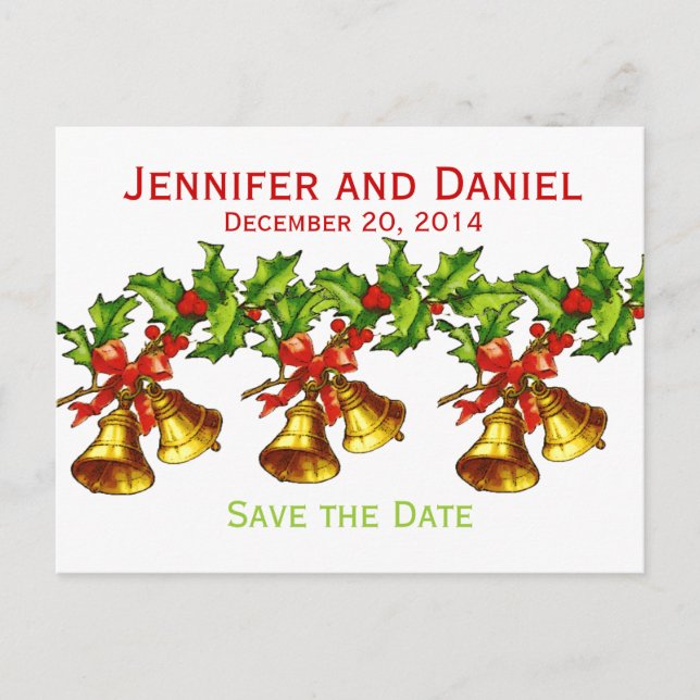 Christmas Save the Date Announcements Bells (Front)