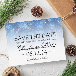Christmas Save The Date Holiday Sparkle Blue Announcement Postcard