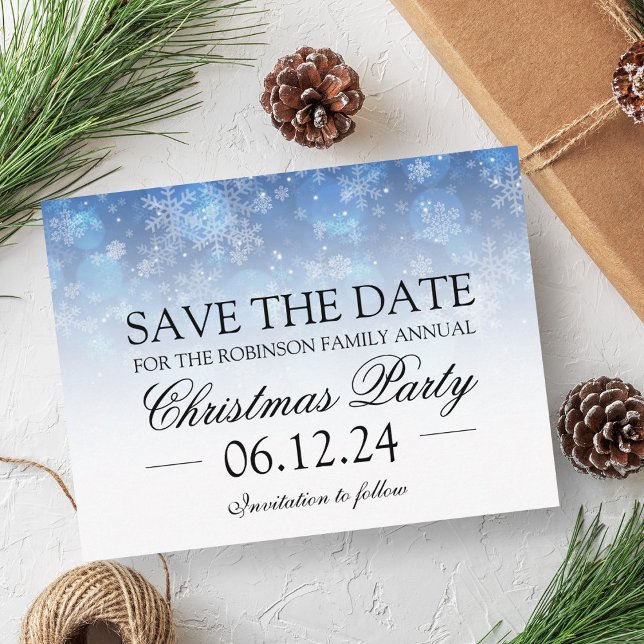 Christmas Save The Date Holiday Sparkle Blue Announcement Postcard (Christmas Save The Date Holiday Sparkle Blue Announcement Postcard)