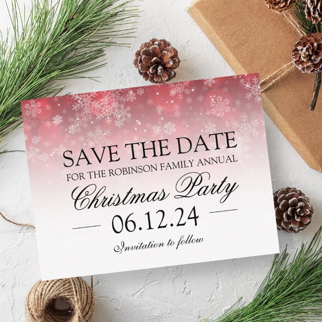 Christmas Save The Date Holiday Sparkle Red Announcement Postcard (Christmas Save The Date Holiday Sparkle Red Announcement Postcard)