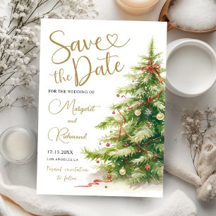 Christmas Save The Date Holiday Wedding Elegant Invitation