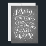 Christmas Save The Date No Photo Hand Lettered<br><div class="desc">Stylish save the date in the form of a Christmas card featuring hand lettering typography with a faux chalkboard background.</div>