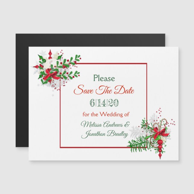 Christmas Save the Date Wedding Magnetic Card (Front/Back)