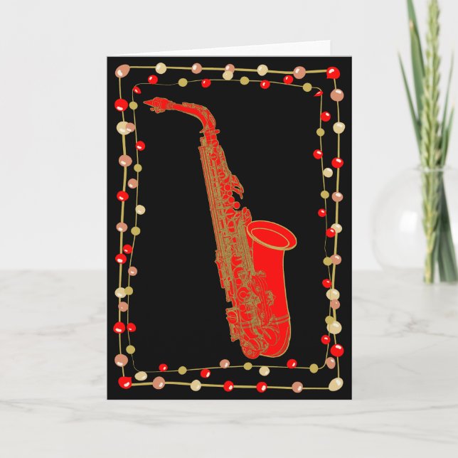 Christmas Saxophone Card (Front)