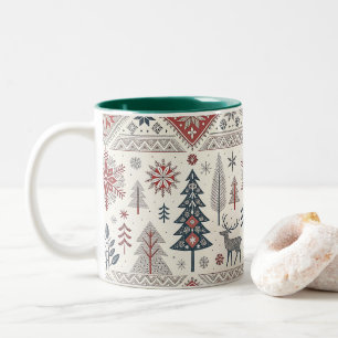 Christmas Scandinavian Geometric Minimalist Two-Tone Coffee Mug