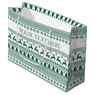 Christmas scandinavian green classic pattern  large gift bag