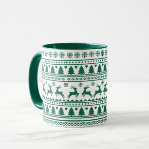 Christmas scandinavian green classic pattern mug