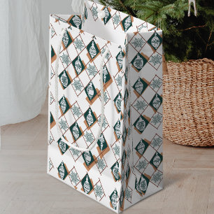 Christmas Scandinavian Holiday Snowflakes  Pattern Small Gift Bag
