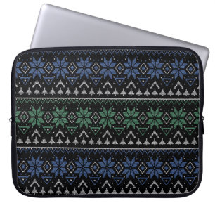 Christmas , Scandinavian, knitted pattern, black Laptop Sleeve