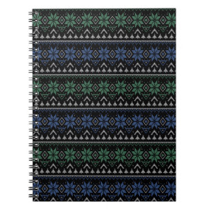 Christmas , Scandinavian, knitted pattern, black Notebook