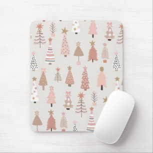 Christmas Scandinavian Pink Sapins Mouse Pad