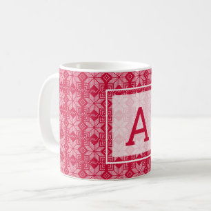 Christmas, Scandinavian, red, white, snowflakes, Coffee Mug