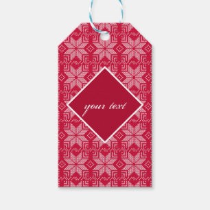 Christmas, Scandinavian, red, white, snowflakes Gift Tags