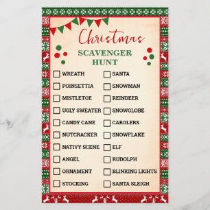 Christmas Scavenger Hunt Game Ugly Sweater Card