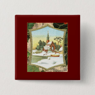 Christmas Scene 15 Cm Square Badge
