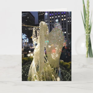 Christmas Scene Angel Rockefeller Plaza NYC Holiday Card