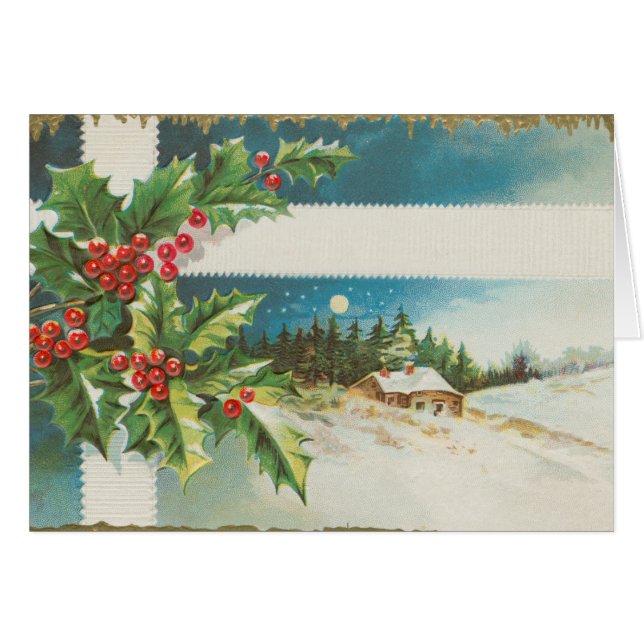 Christmas Scene Holly Snow Winter (Front Horizontal)