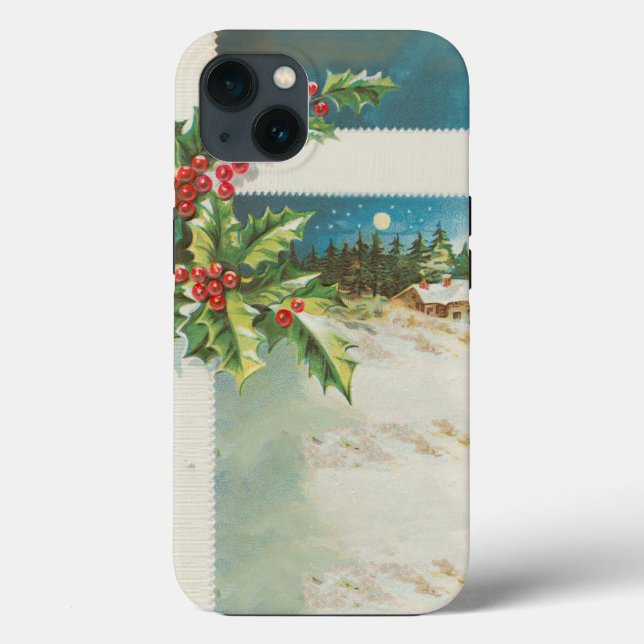 Christmas Scene Holly Snow Winter Case-Mate iPhone Case (Back)