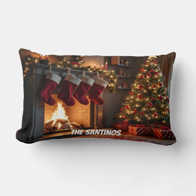 Christmas Scene indoors  Lumbar Cushion (Front)