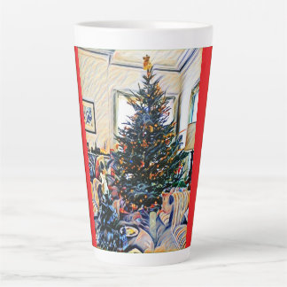 Christmas Scene Latte Mug Red