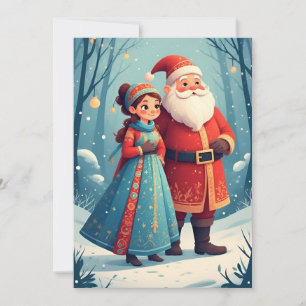 Christmas scene with Santa Claus and Snow Maiden Card