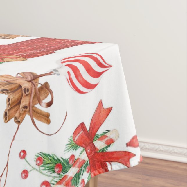 Christmas Scents Cinnamon and Peppermint Pattern Tablecloth (In Situ)