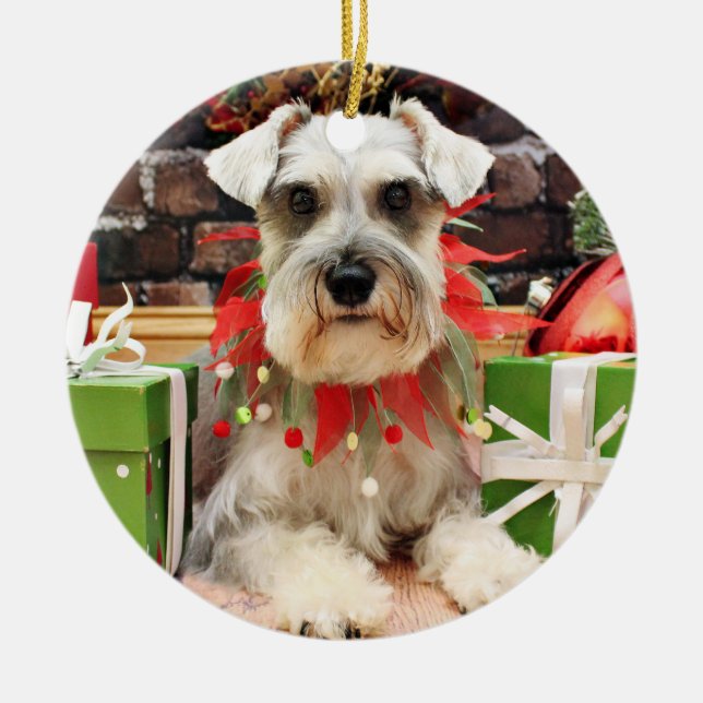 Christmas - Schnauzer - Abby Ceramic Tree Decoration (Front)