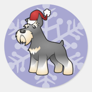 Christmas Schnauzer Classic Round Sticker