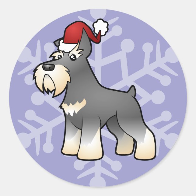 Christmas Schnauzer Classic Round Sticker (Front)