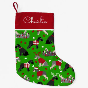 Christmas Schnauzer Custom Name Small Christmas Stocking