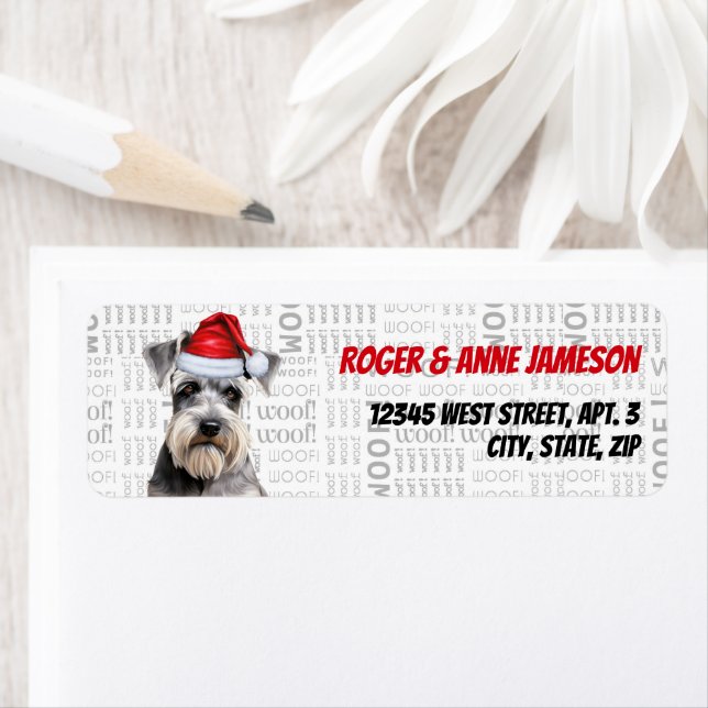 Christmas Schnauzer Dog Lover Holiday Address Return Address Label (Insitu)