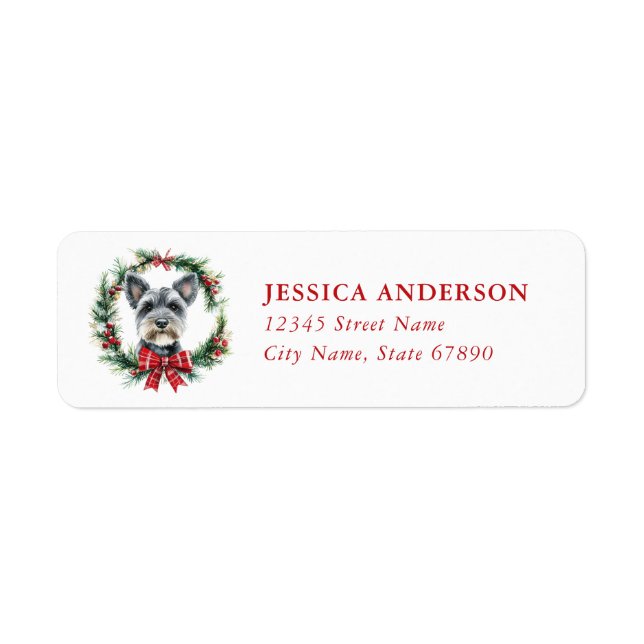 Christmas Schnauzer Dog Return Address Labels (Front)